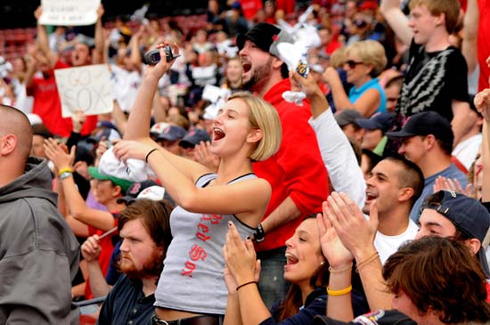 Red Sox fans of all ages showed up at a rally held Monday